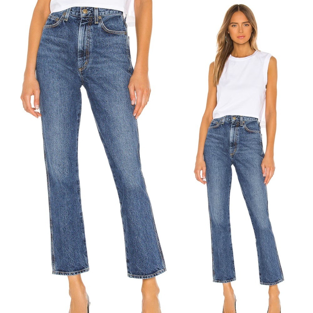 Agolde High Rise Denim Jeans in Classic Blue